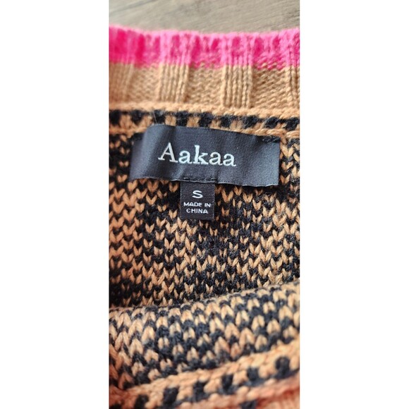 AAKAA Leopard Print Sweater Neon‎ Trim Knit Pullover Animal Print Women's Small - Picture 3 of 7